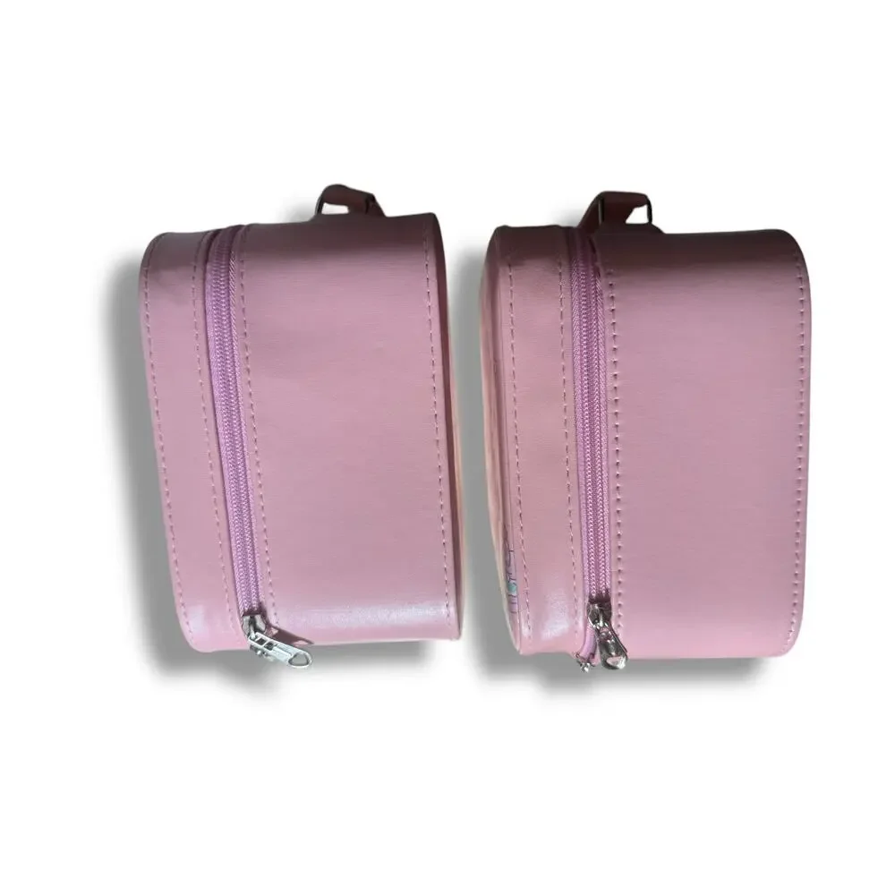 Pair 2 Hello Kitty Makeup Cosmetic Beauty Case Organizer Mirror Pink Hard